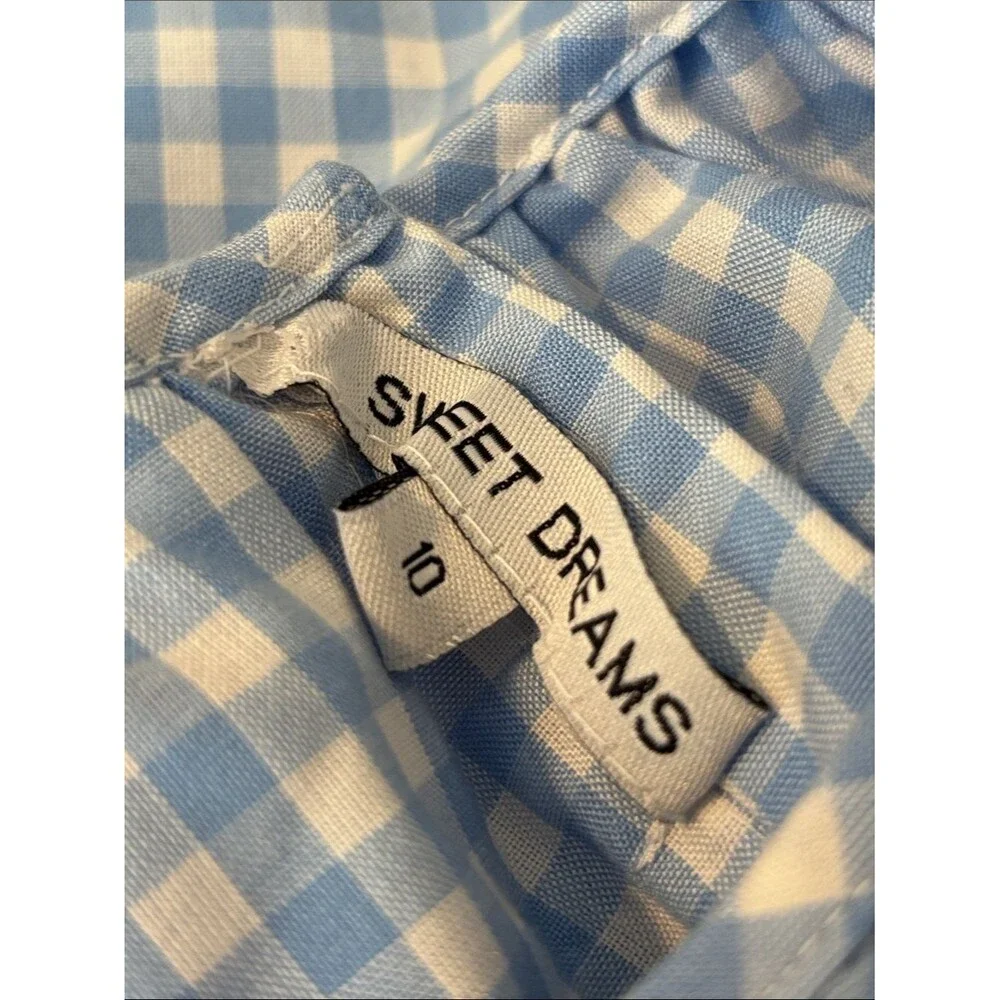 Sweet Dreams Light Blue and White Gingham nightgown size 10